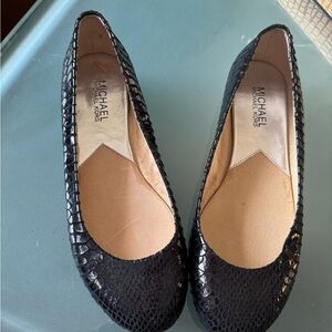 Michael Kors Black Snake-Embossed Ballet Flats
